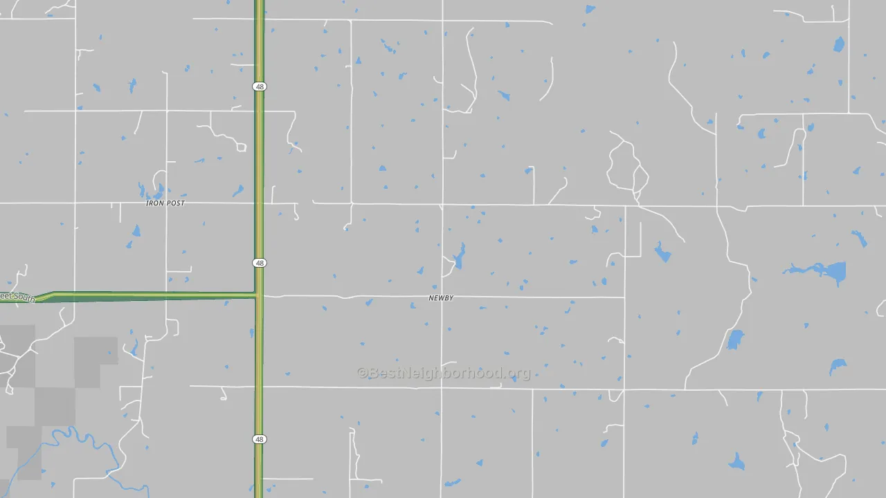 Newby, OK Map of Noise Levels in Newby