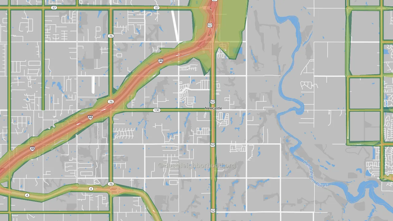 Newcastle, OK Map of Noise Levels in Newcastle