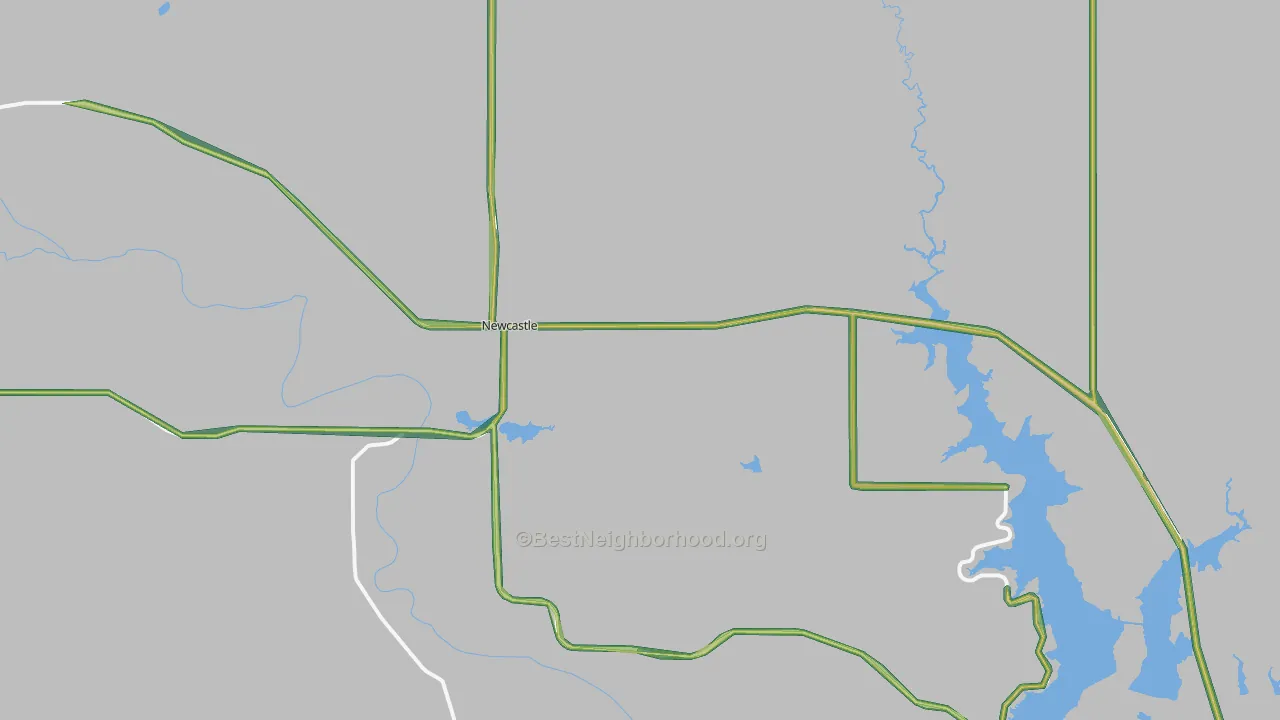 Newcastle, TX Map of Noise Levels in Newcastle