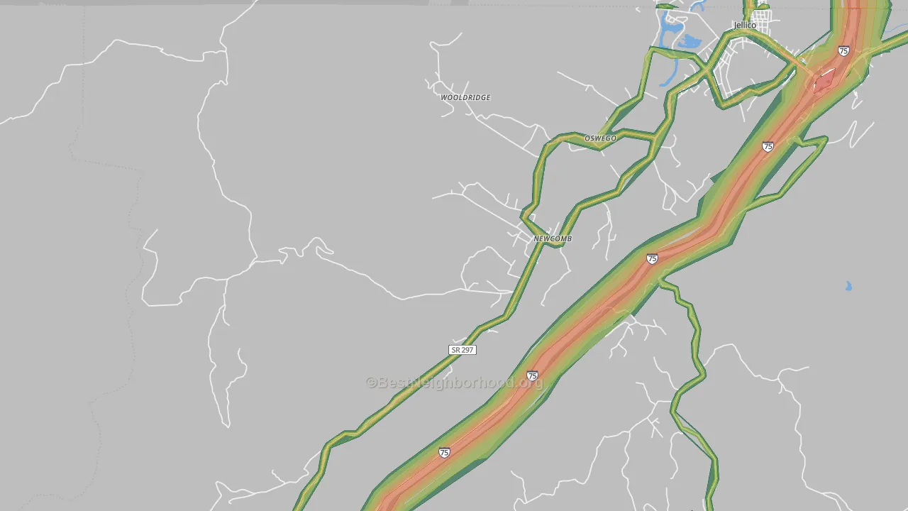 Newcomb, TN Map of Noise Levels in Newcomb