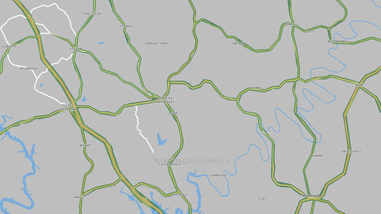 Newell, AL Map of Noise Levels in Newell