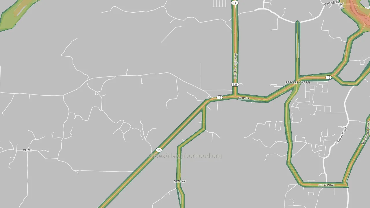 Newell, AR Map of Noise Levels in Newell