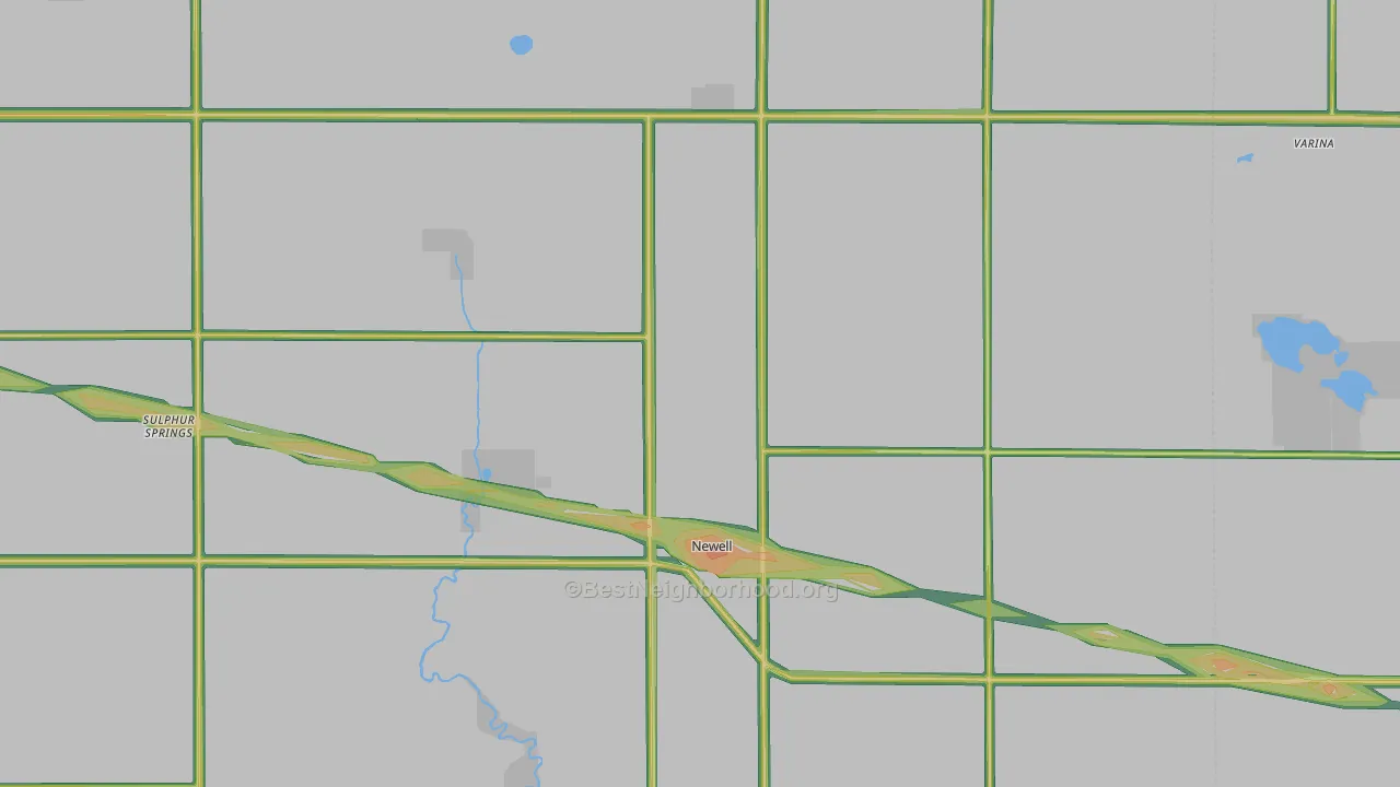 Newell, IA Map of Noise Levels in Newell
