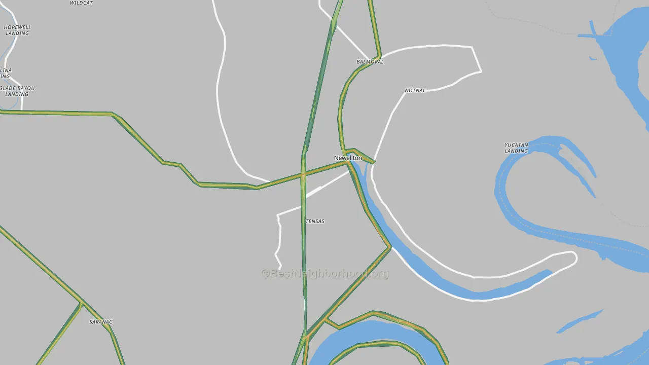 Newellton, LA Map of Noise Levels in Newellton