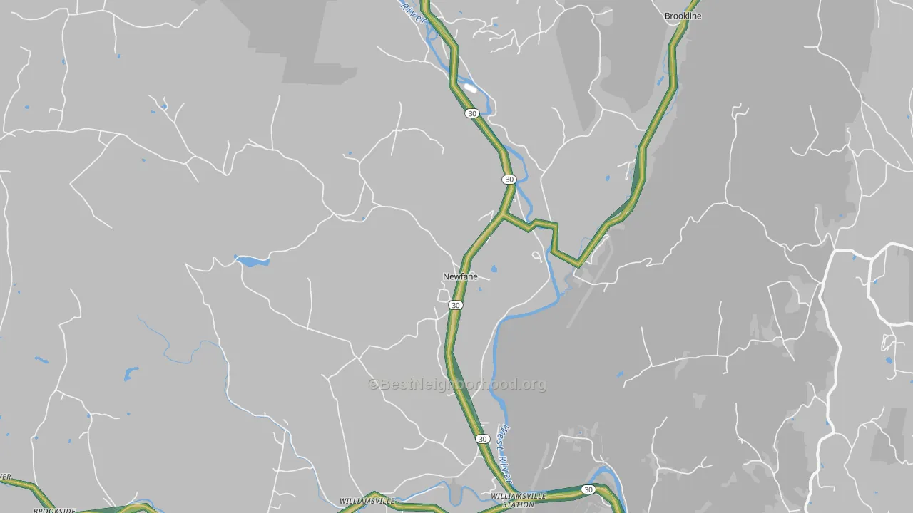 Newfane, VT Map of Noise Levels in Newfane