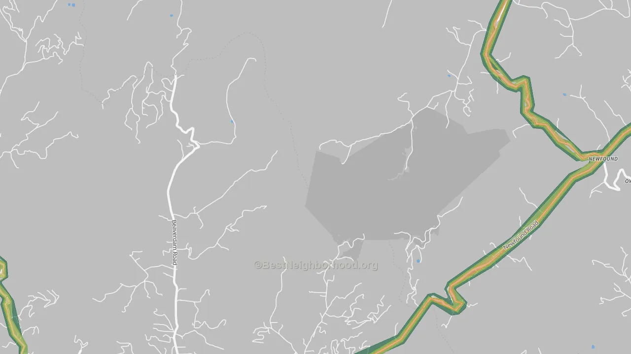 Newfound, NC Map of Noise Levels in Newfound