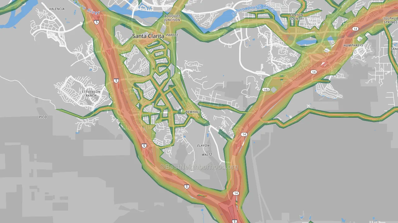 Newhall, CA Map of Noise Levels in Newhall