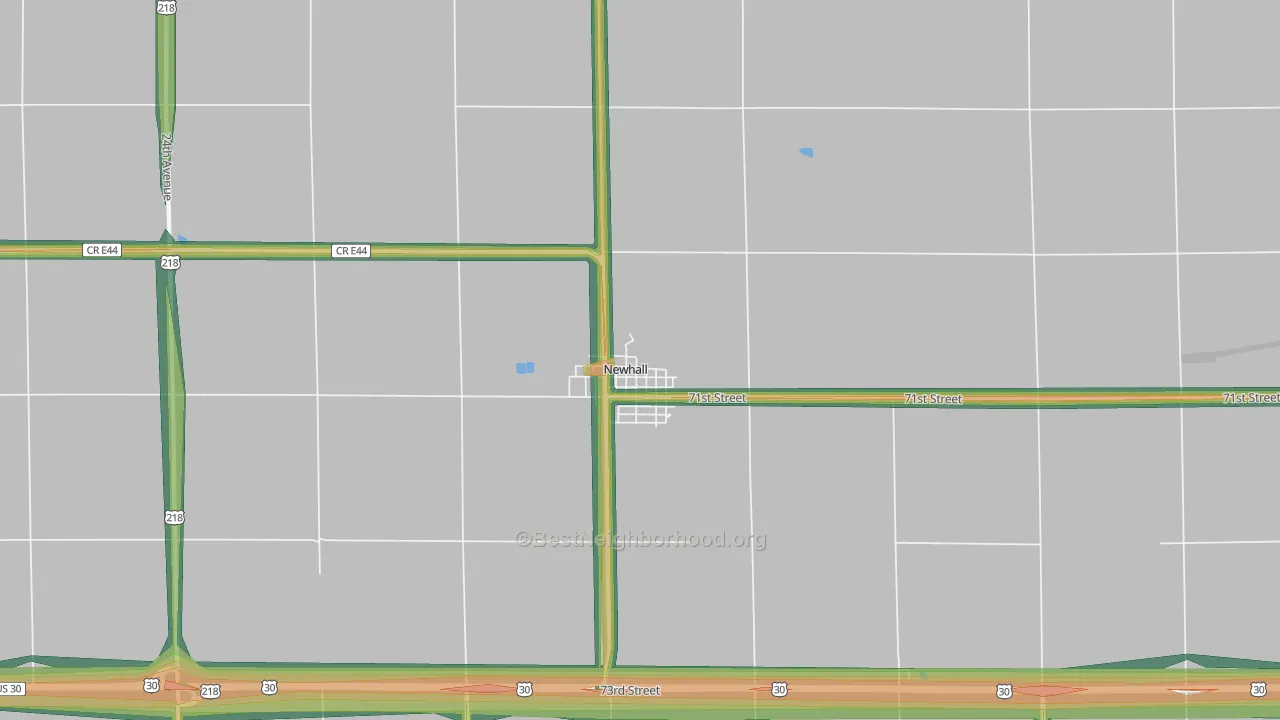 Newhall, IA Map of Noise Levels in Newhall