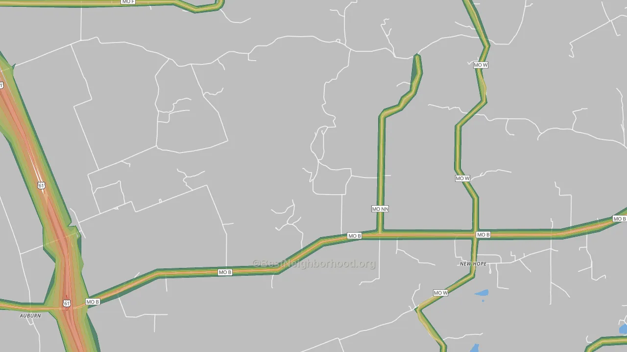 Newhope, MO Map of Noise Levels in Newhope