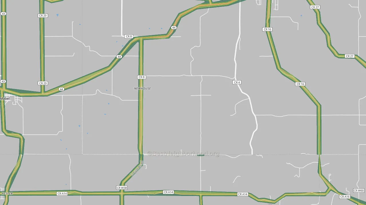 Newhouse, MN Map of Noise Levels in Newhouse