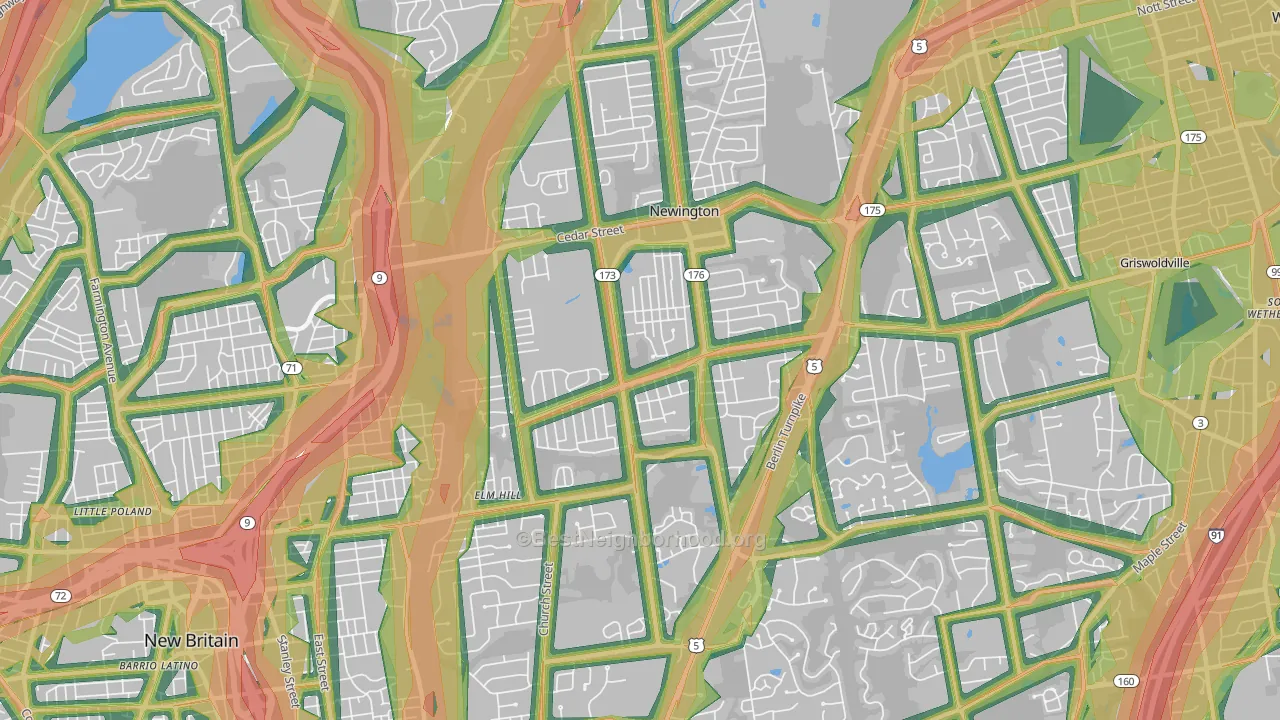 Newington, CT Map of Noise Levels in Newington