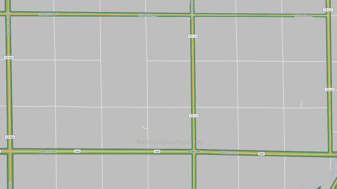 Newkirk, IA Map of Noise Levels in Newkirk
