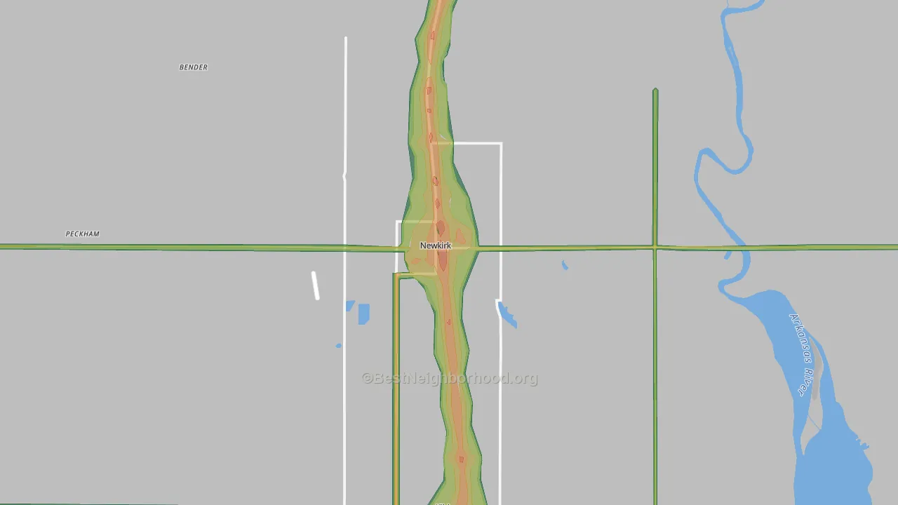 Newkirk, OK Map of Noise Levels in Newkirk