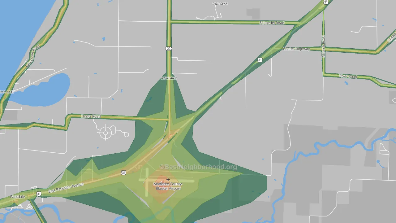 Newland, MI Map of Noise Levels in Newland