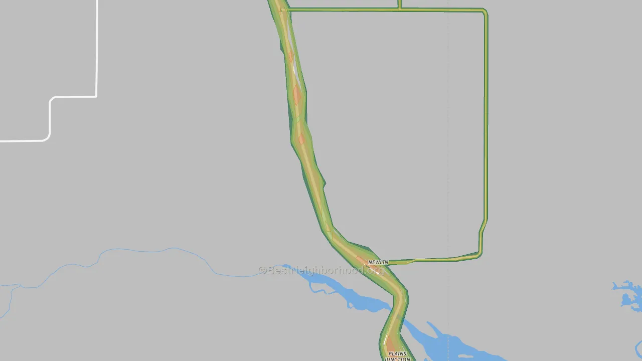 Newlin, TX Map of Noise Levels in Newlin