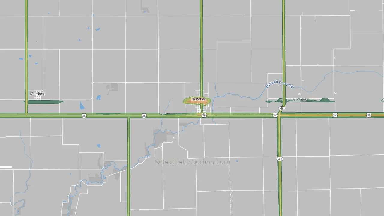 Newman, IL Map of Noise Levels in Newman
