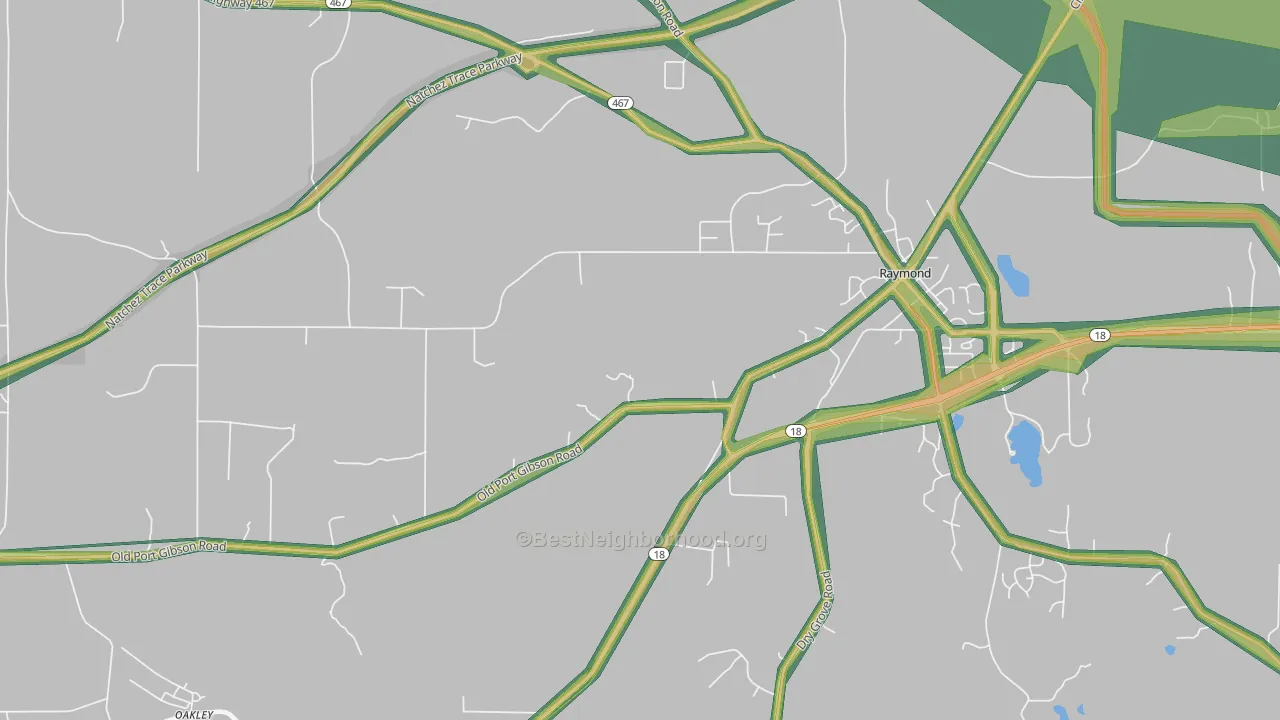 Newmans Grove, MS Map of Noise Levels in Newmans Grove