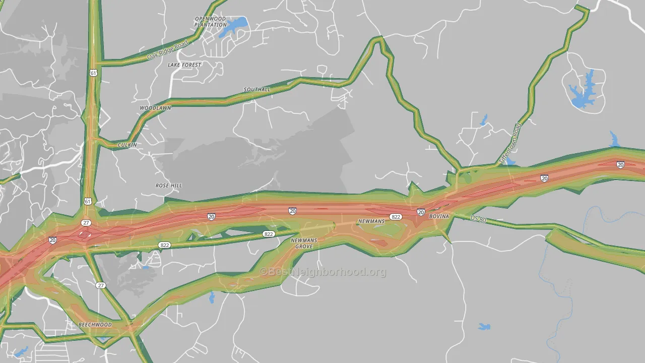 Newmans, MS Map of Noise Levels in Newmans