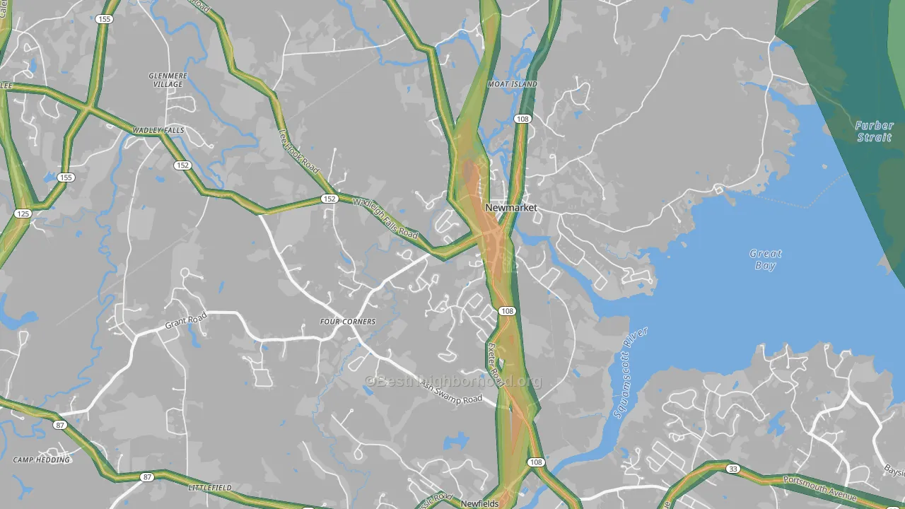 Newmarket, NH Map of Noise Levels in Newmarket