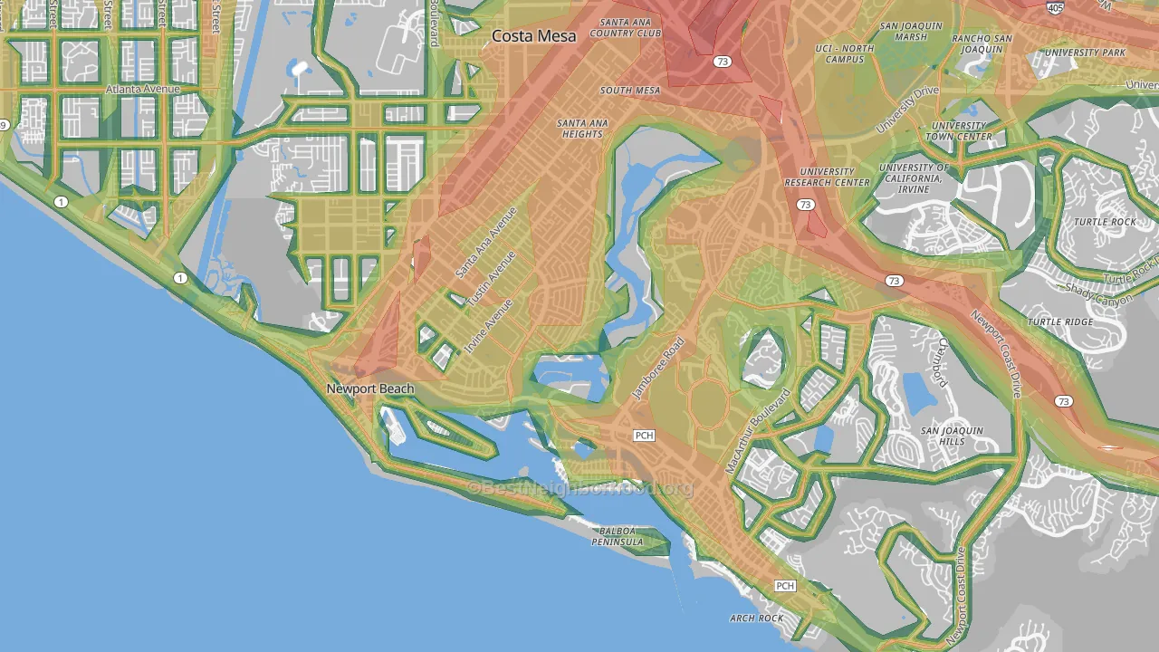 Newport Beach, CA Map of Noise Levels in Newport Beach