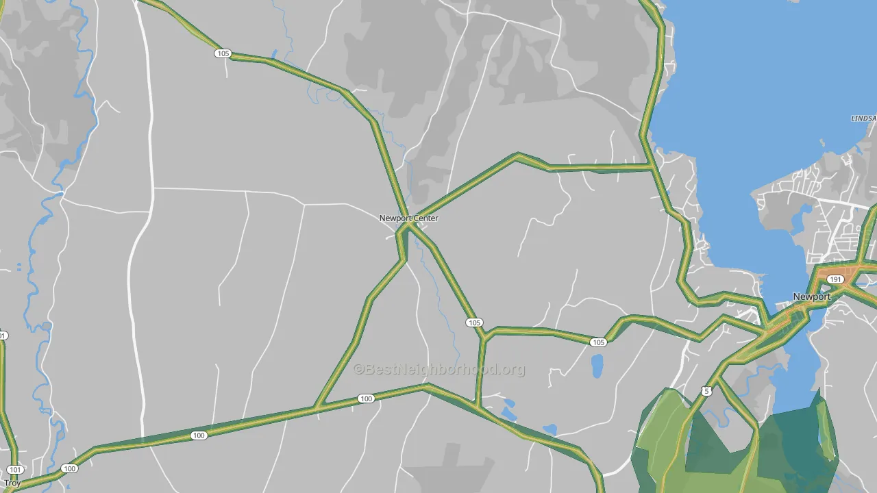 Newport Center, VT Map of Noise Levels in Newport Center