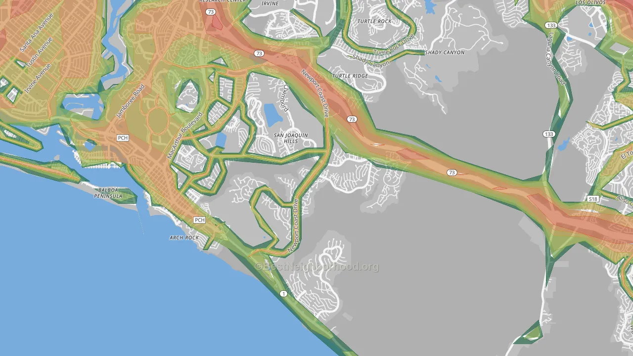 Newport Coast, CA Map of Noise Levels in Newport Coast
