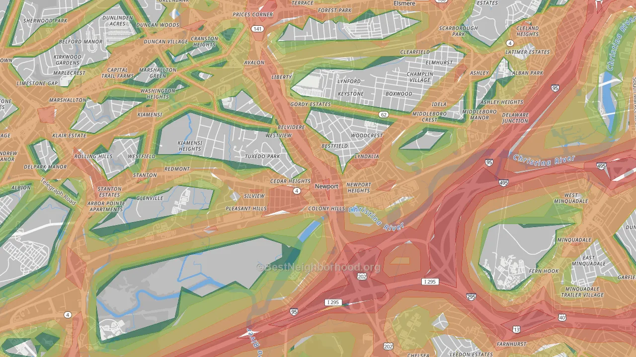 Newport, DE Map of Noise Levels in Newport