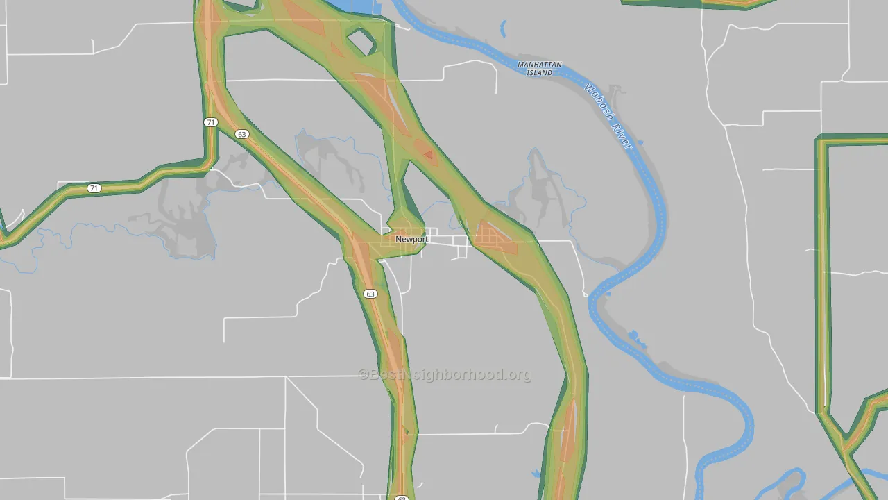 Newport, IN Map of Noise Levels in Newport