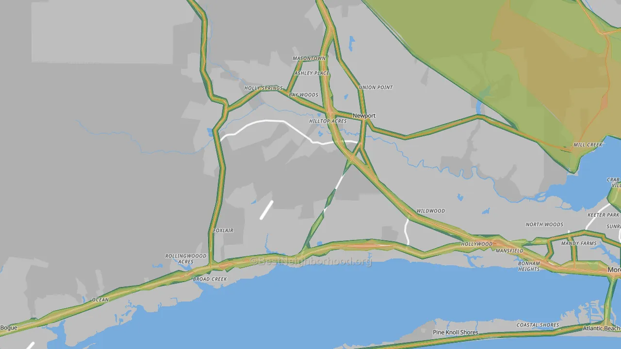 Newport, NC Map of Noise Levels in Newport