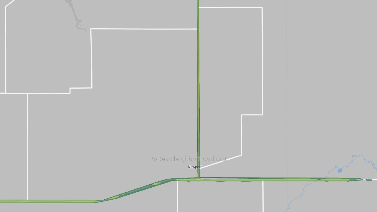 Newport, NE Map of Noise Levels in Newport