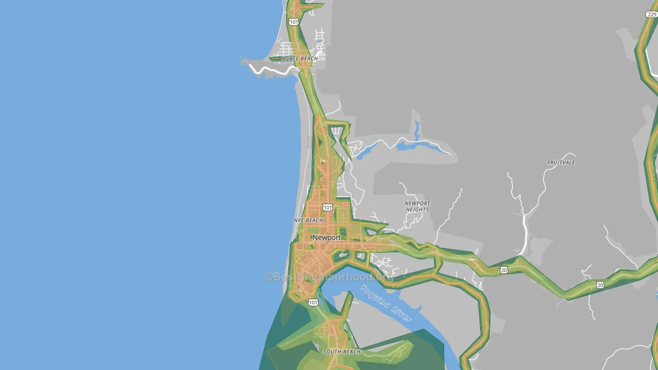 Newport, OR Map of Noise Levels in Newport