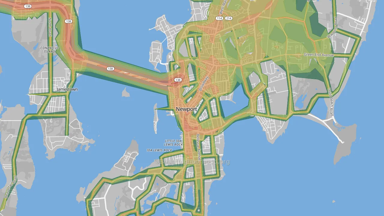 Newport, RI Map of Noise Levels in Newport