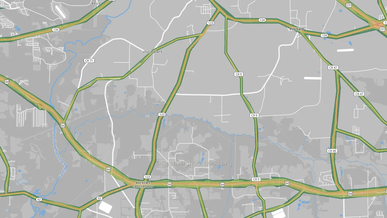 Newton, AL Map of Noise Levels in Newton