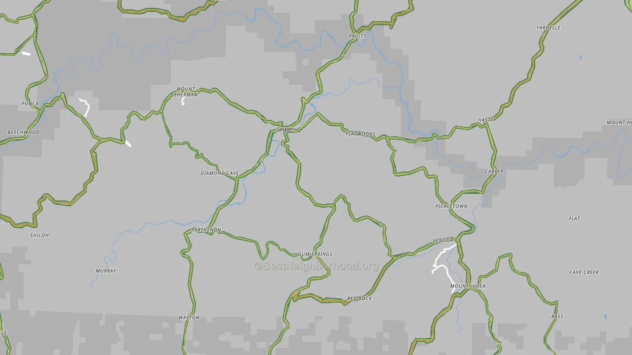 Newton County, AR Map of Noise Levels in Newton County