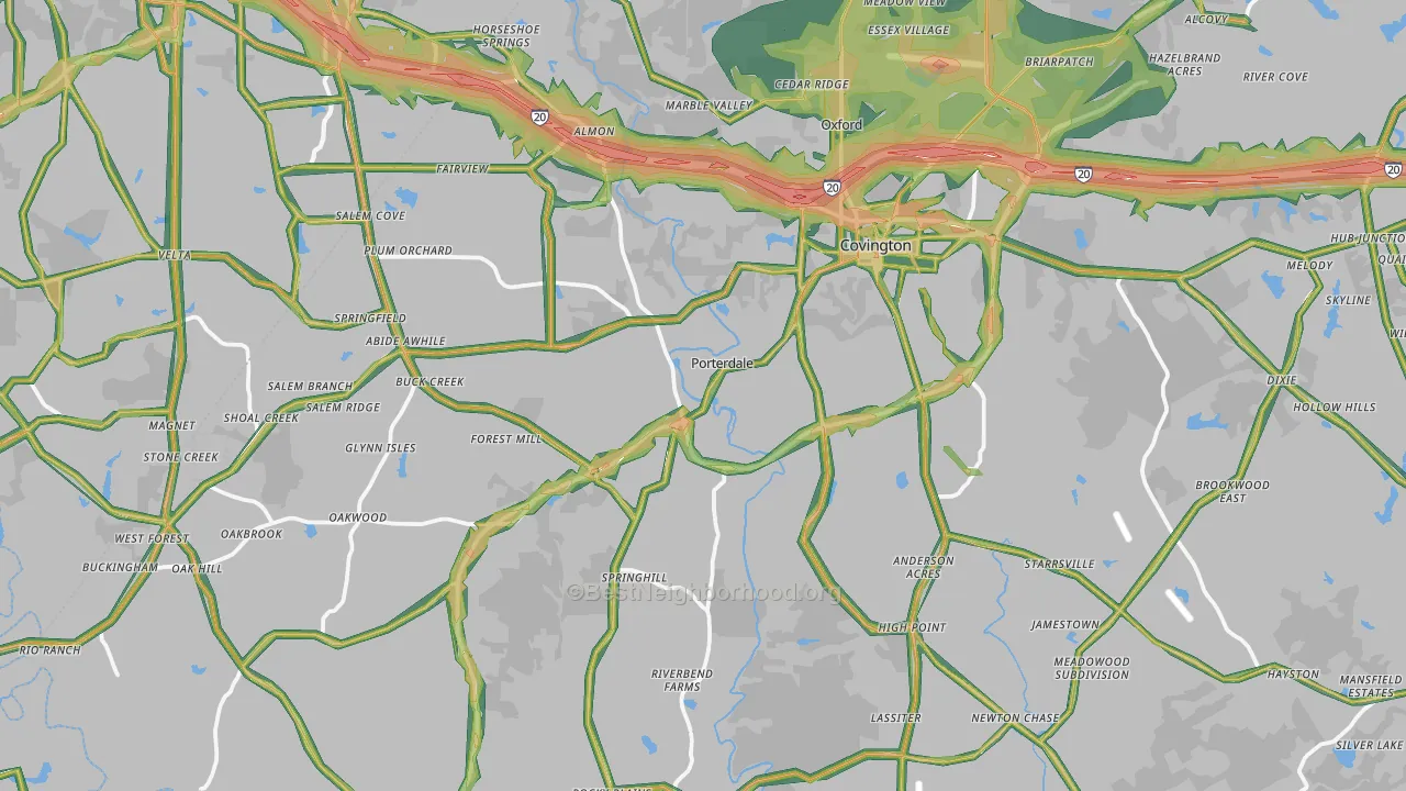 Newton County, GA Map of Noise Levels in Newton County