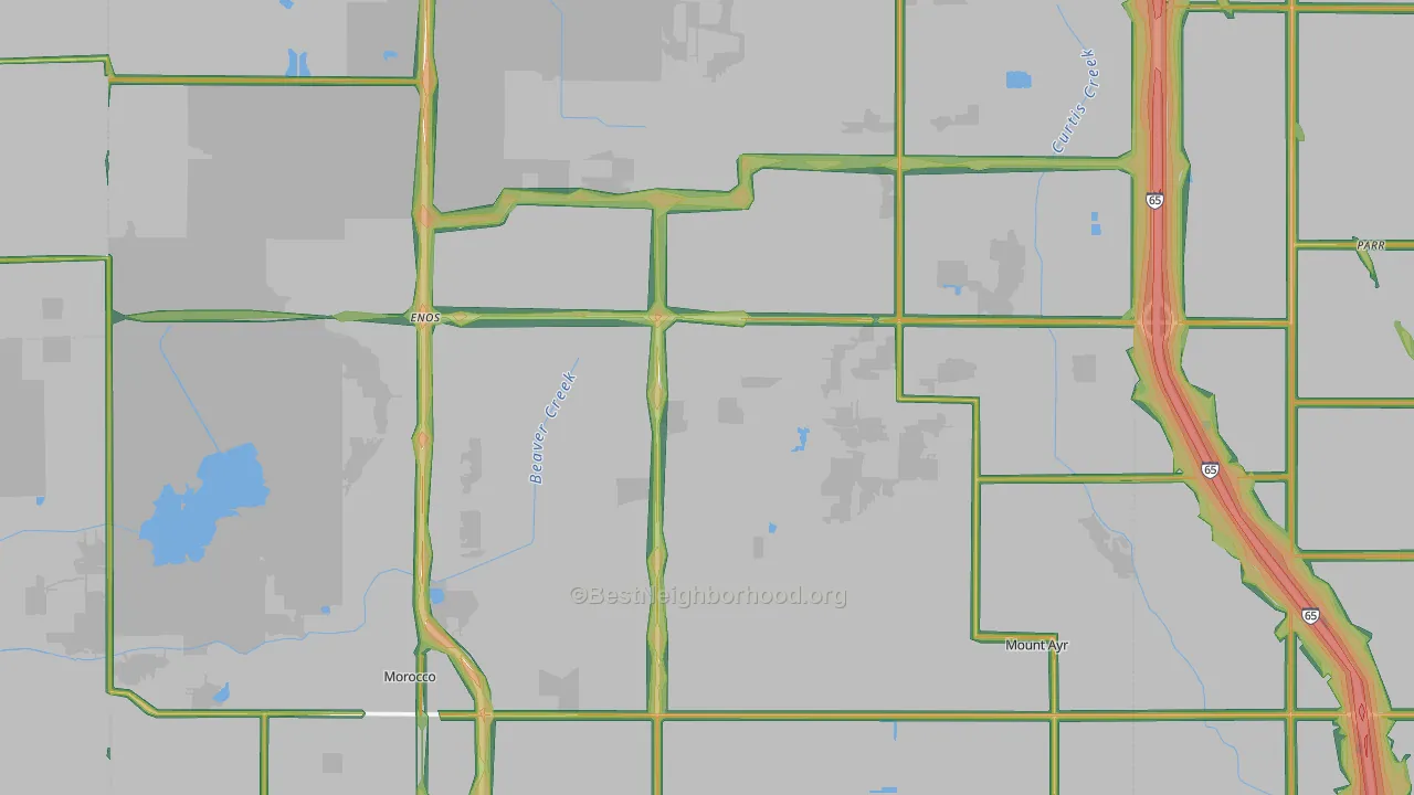 Newton County, IN Map of Noise Levels in Newton County