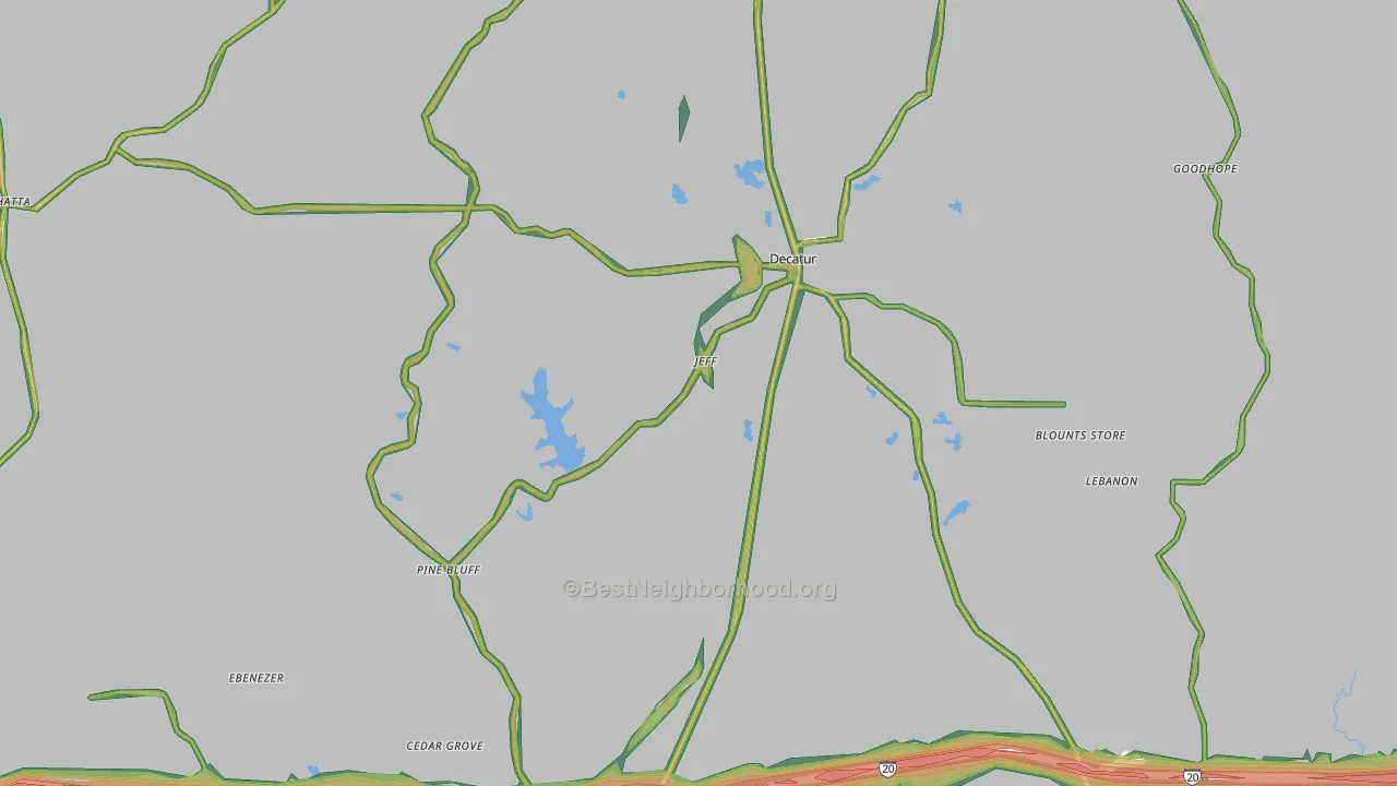 Newton County, MS Map of Noise Levels in Newton County