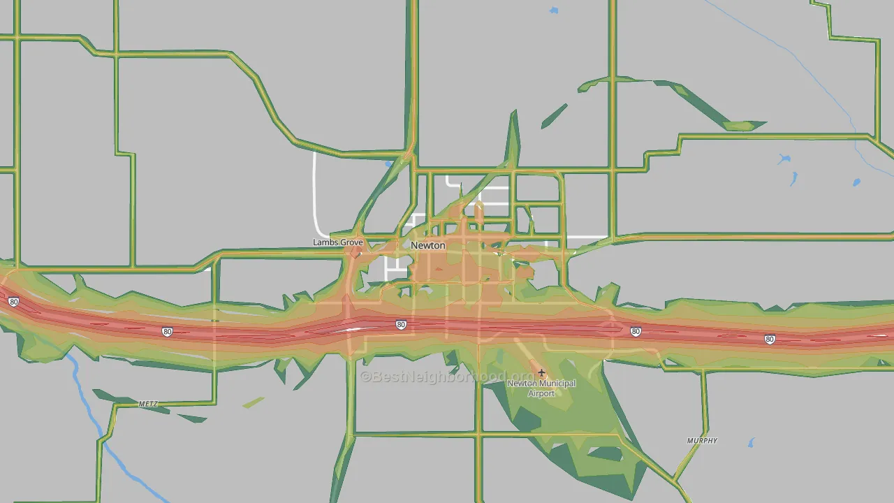 Newton, IA Map of Noise Levels in Newton