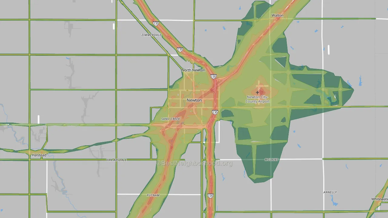 Newton, KS Map of Noise Levels in Newton