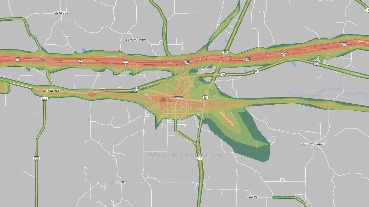 Newton, MS Map of Noise Levels in Newton