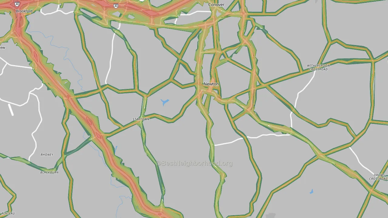 Newton, NC Map of Noise Levels in Newton