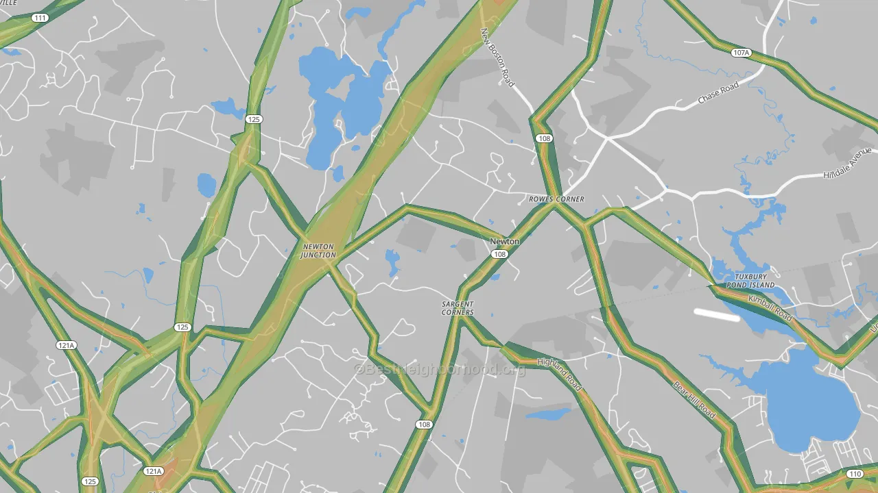 Newton, NH Map of Noise Levels in Newton