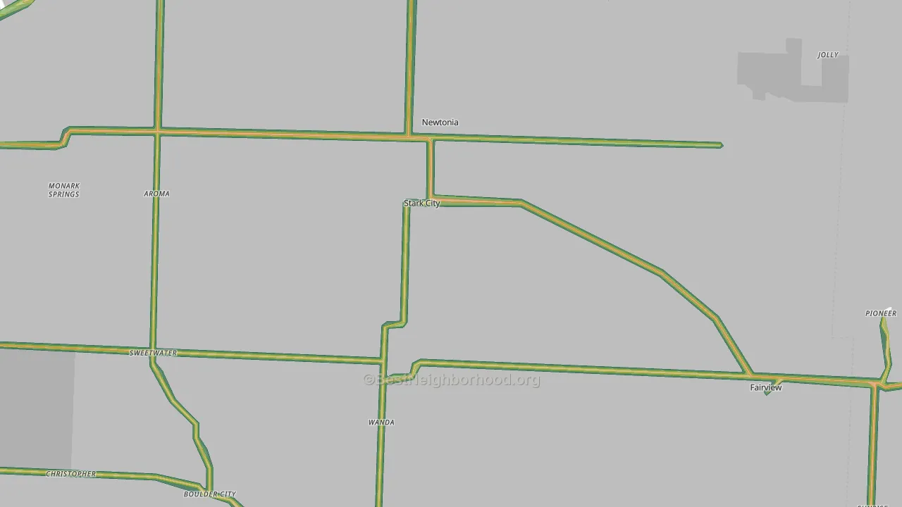 Newtonia, MO Map of Noise Levels in Newtonia