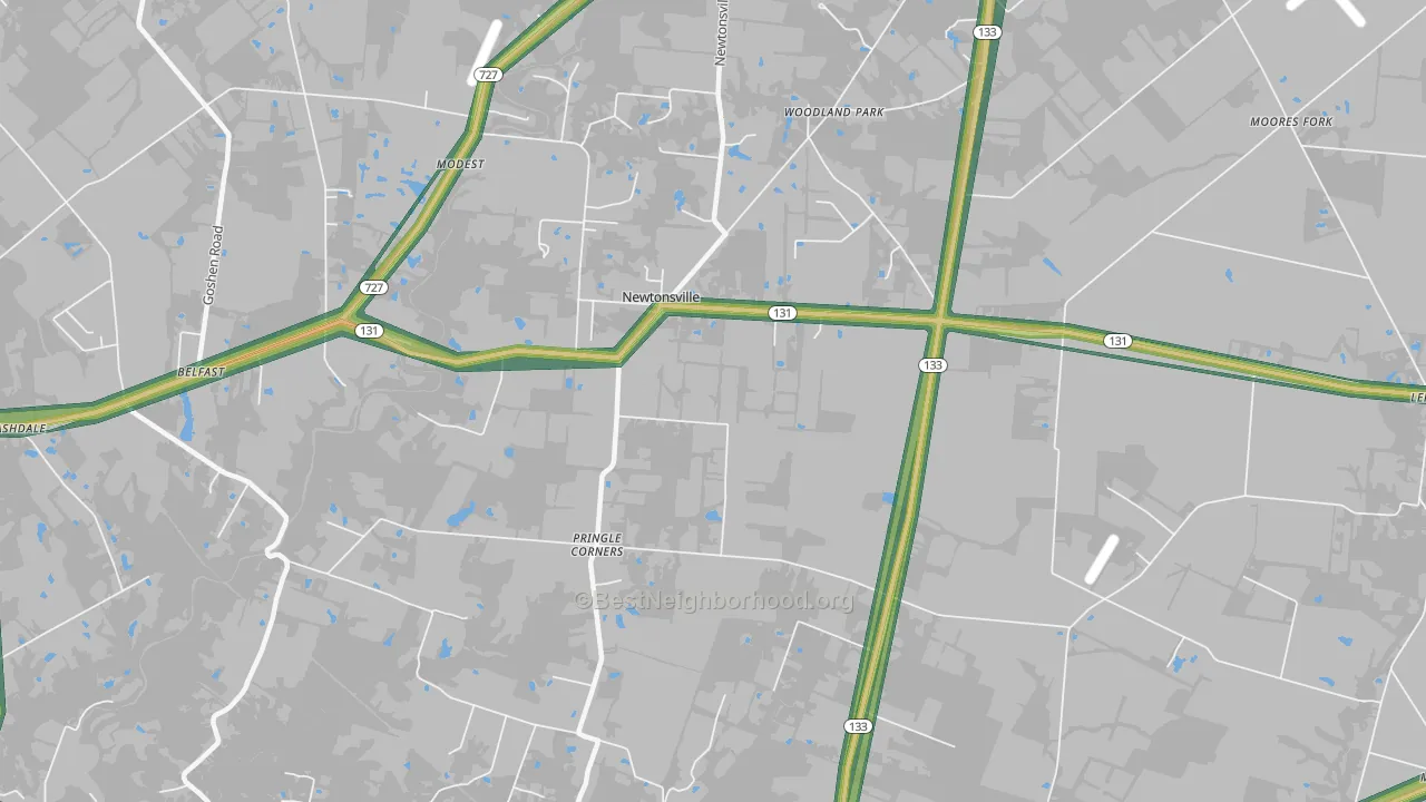 Newtonsville, OH Map of Noise Levels in Newtonsville