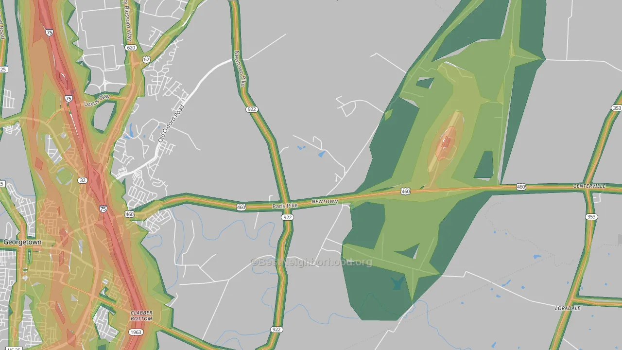 Newtown, KY Map of Noise Levels in Newtown