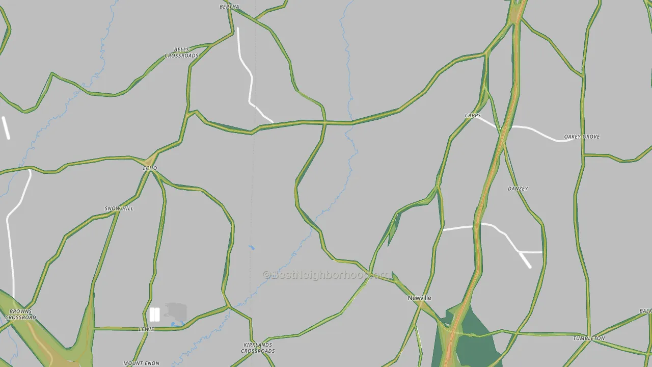 Newville, AL Map of Noise Levels in Newville