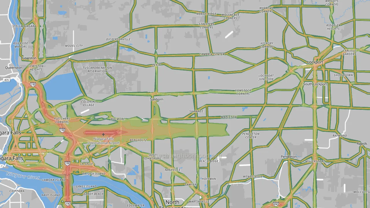Niagara County, NY Map of Noise Levels in Niagara County