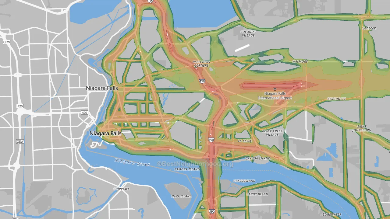 Niagara Falls, NY Map of Noise Levels in Niagara Falls