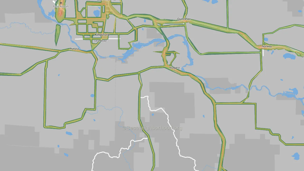 Niagara, WI Map of Noise Levels in Niagara