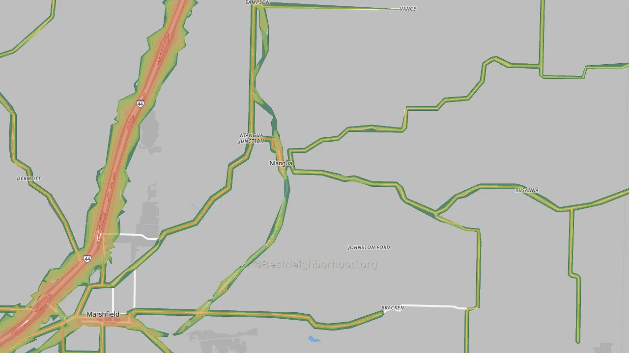 Niangua, MO Map of Noise Levels in Niangua